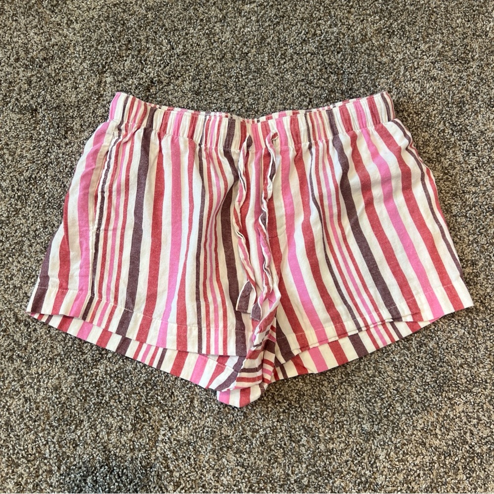 Auden Women’s Pajama Shorts Red Pink Stripe Drawstring Medium